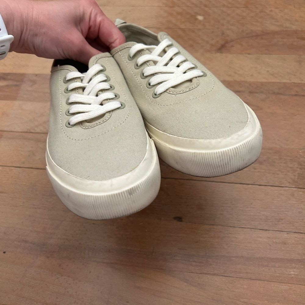 Everlane The Forever Sneaker Women Size 6.5 Tan Cream White Canvas Lace-up Shoes - Picture 6 of 8